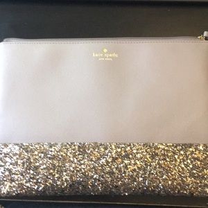 Kate Spade Grey Dipped Glitter Clutch